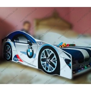 Кровать машина BMW Sport (с матрасом мягким спойлером и подушкой)