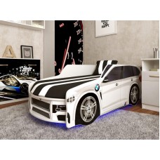 Ліжко машина БМВ Преміум біле (з матрасом, м'яким спойлером і подушкою) Ліжко машина БМВ Преміум біле (з матрасом, м'яким спойлером і подушкою)