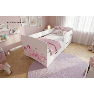 Дитяче ліжко KINDER-COOL 02 «Рожеві метелики» з бортиком і шухлядою Дитяче ліжко KINDER-COOL 02 «Рожеві метелики» з бортиком і шухлядою